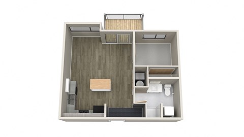 Floor plan for 1 bed, 1 bath, 625 sqft